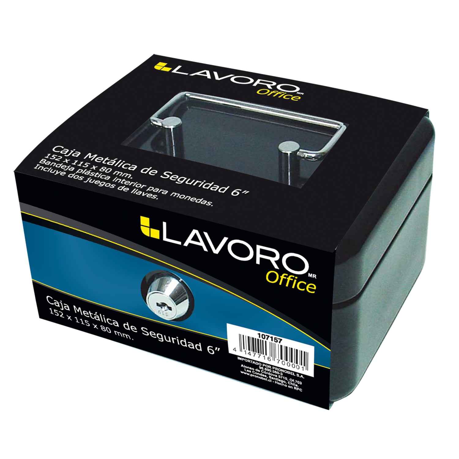 Caja De Seguridad Metal Con Chapa 8" Negra | Lavoro